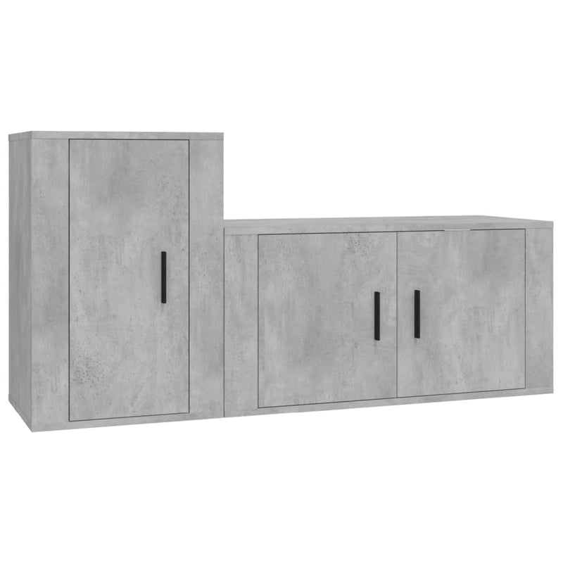 2 Piece TV Cabinet Set Concrete Grey Engineered Wood Payday Deals