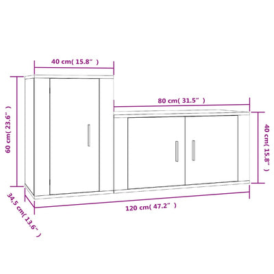 2 Piece TV Cabinet Set Concrete Grey Engineered Wood Payday Deals