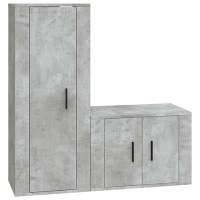 2 Piece TV Cabinet Set Concrete Grey Engineered Wood Payday Deals
