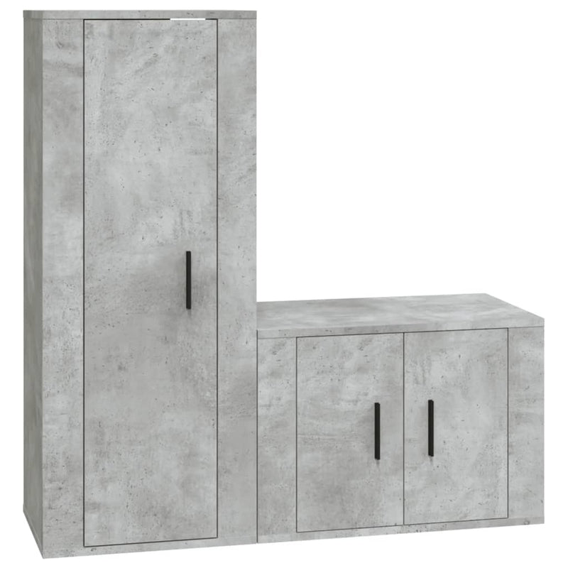 2 Piece TV Cabinet Set Concrete Grey Engineered Wood Payday Deals