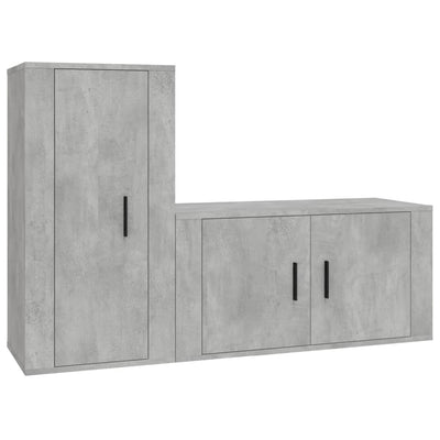 2 Piece TV Cabinet Set Concrete Grey Engineered Wood Payday Deals