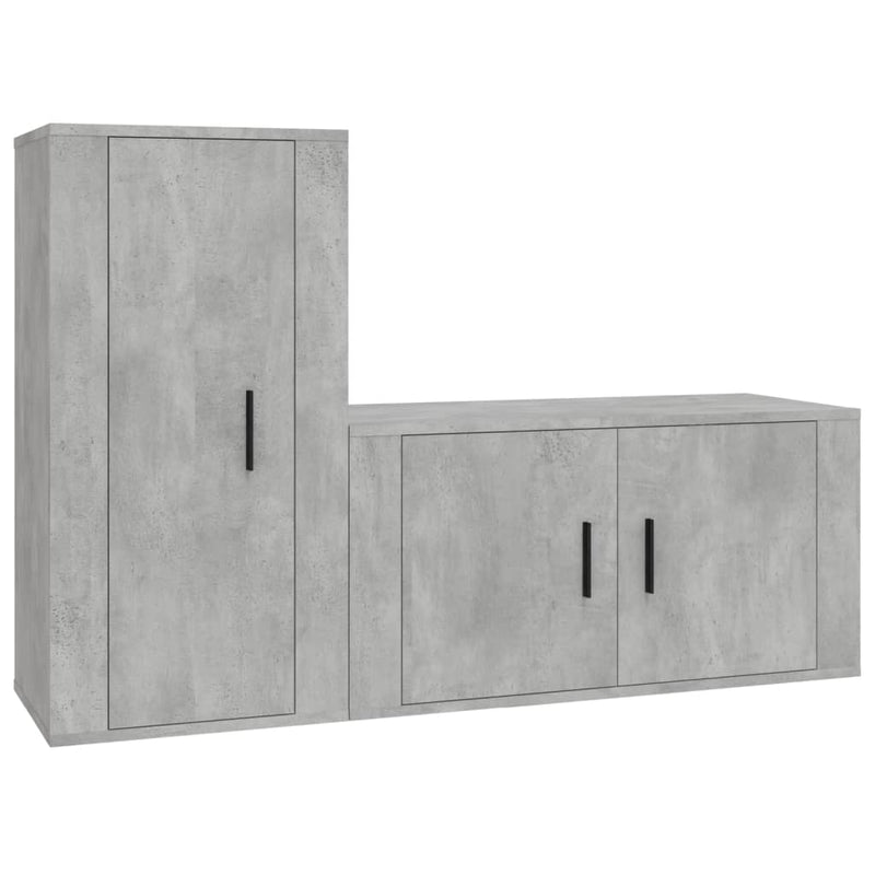 2 Piece TV Cabinet Set Concrete Grey Engineered Wood Payday Deals