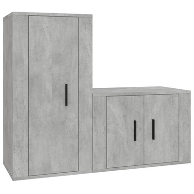 2 Piece TV Cabinet Set Concrete Grey Engineered Wood Payday Deals