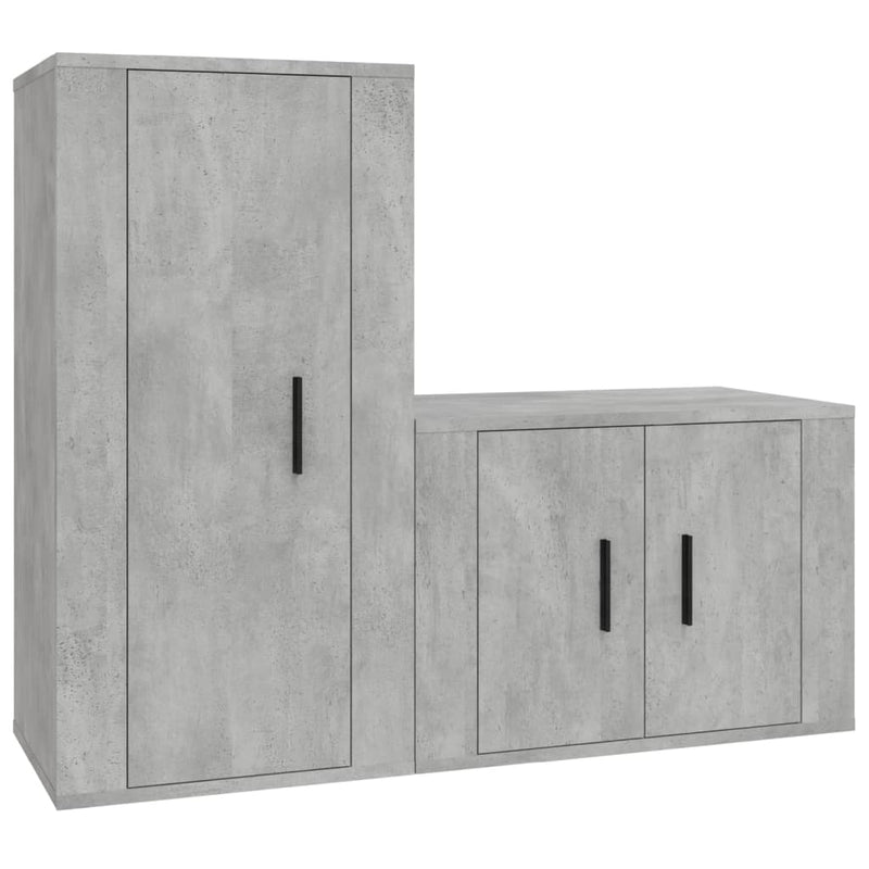 2 Piece TV Cabinet Set Concrete Grey Engineered Wood Payday Deals