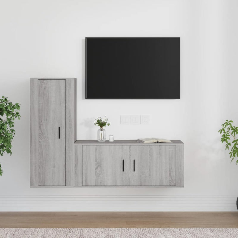 2 Piece TV Cabinet Set Grey Sonoma Engineered Wood Payday Deals