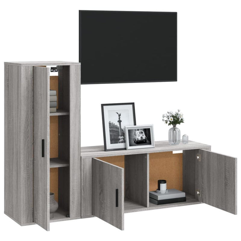 2 Piece TV Cabinet Set Grey Sonoma Engineered Wood Payday Deals