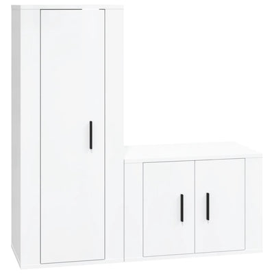 2 Piece TV Cabinet Set High Gloss White Engineered Wood Payday Deals