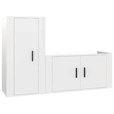2 Piece TV Cabinet Set High Gloss White Engineered Wood Payday Deals