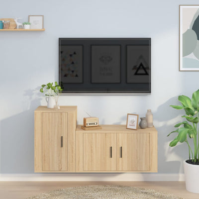 2 Piece TV Cabinet Set Sonoma Oak Engineered Wood Payday Deals