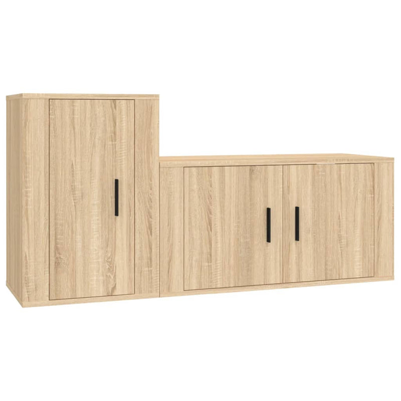 2 Piece TV Cabinet Set Sonoma Oak Engineered Wood Payday Deals