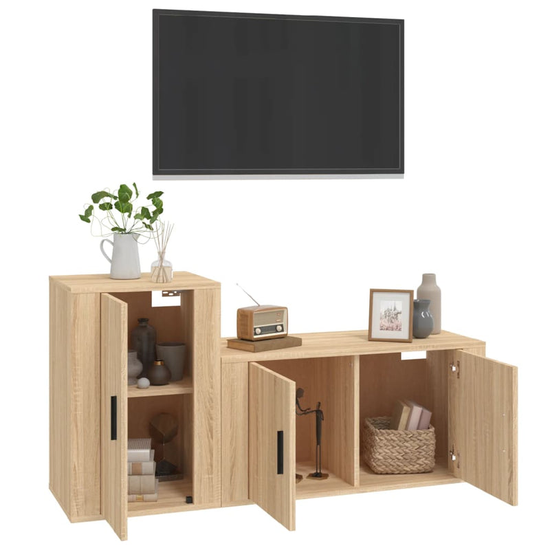 2 Piece TV Cabinet Set Sonoma Oak Engineered Wood Payday Deals