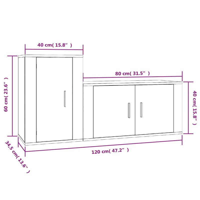 2 Piece TV Cabinet Set Sonoma Oak Engineered Wood Payday Deals