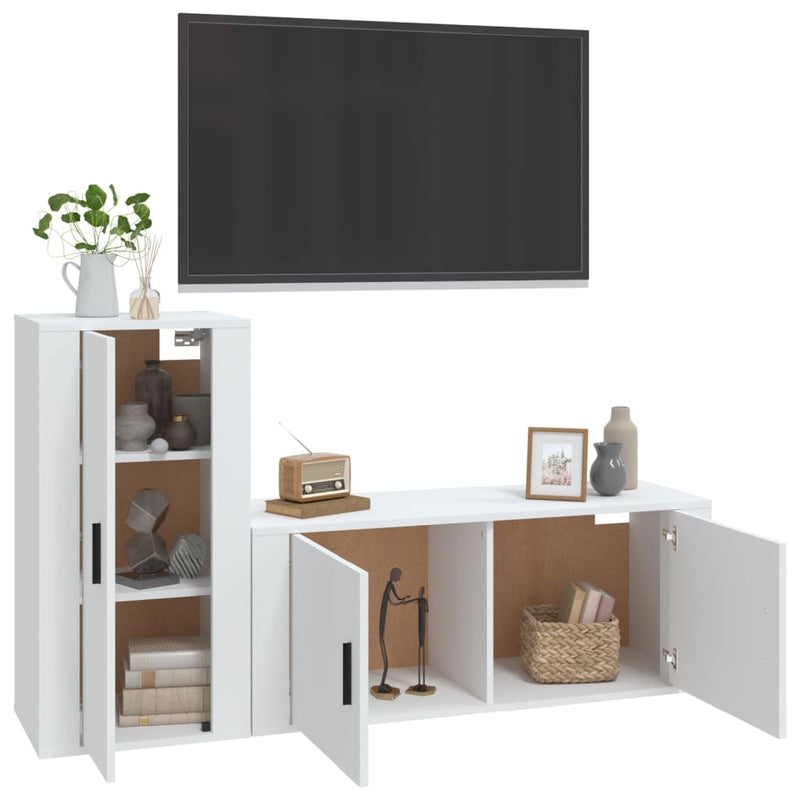 2 Piece TV Cabinet Set White Engineered Wood Payday Deals