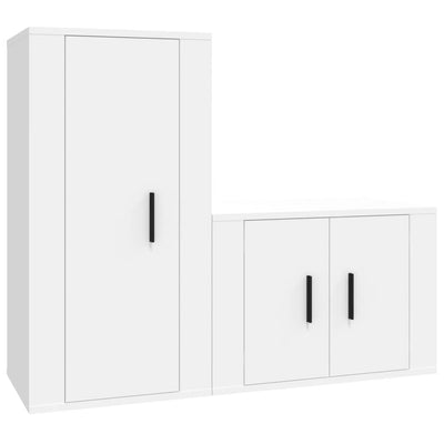 2 Piece TV Cabinet Set White Engineered Wood Payday Deals