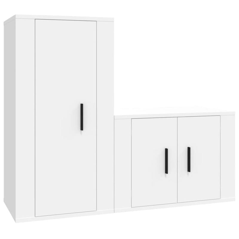 2 Piece TV Cabinet Set White Engineered Wood Payday Deals