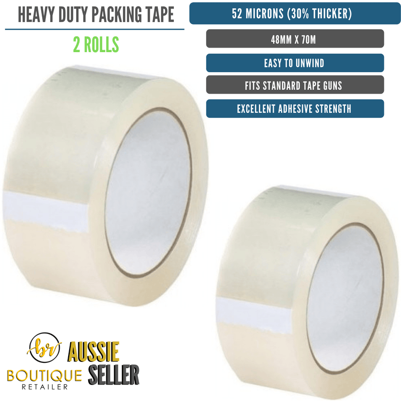 2 Rolls Packing Heavy Duty Packing Packaging Tape EXTRA STRONG 52 Microns 48mm Payday Deals