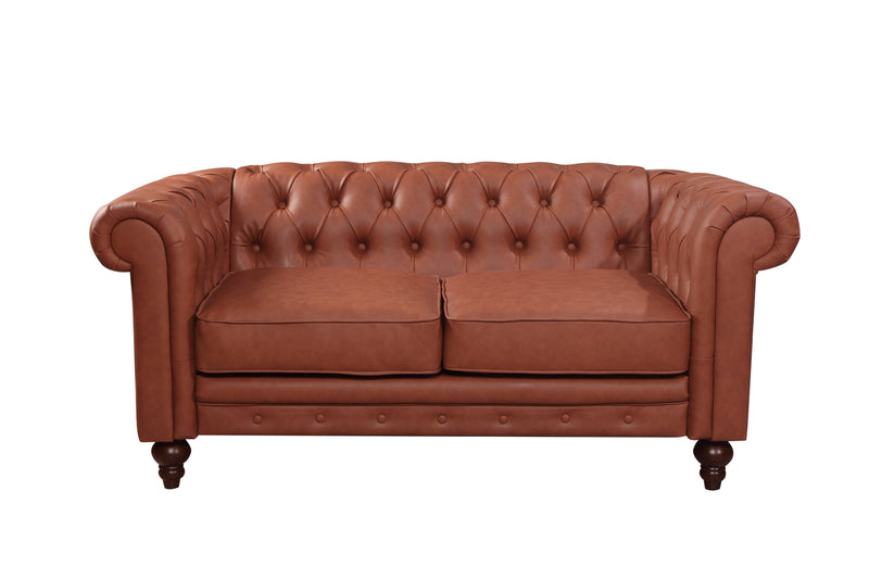 2 Seater Brown Sofa Lounge Chesterfireld Style Button Tufted in Faux Leather Payday Deals