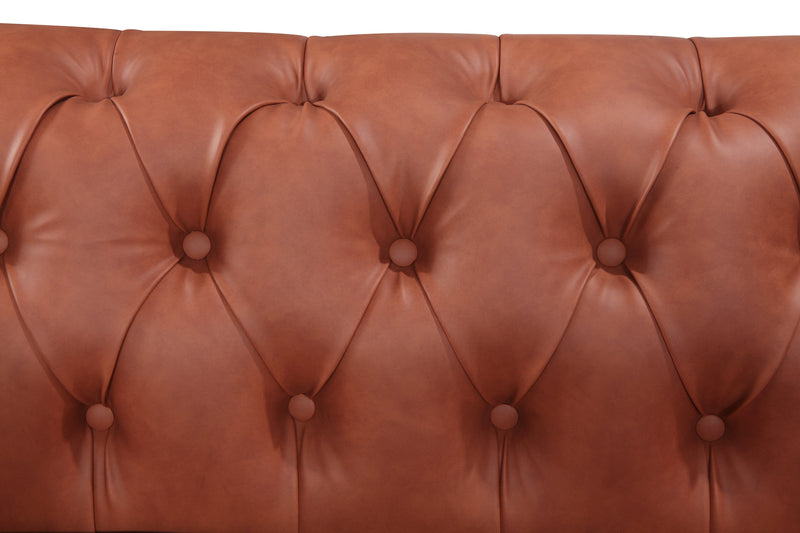 2 Seater Brown Sofa Lounge Chesterfireld Style Button Tufted in Faux Leather Payday Deals