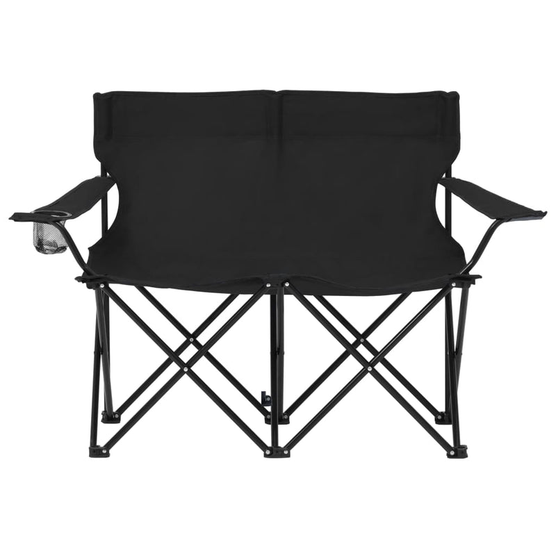 2-Seater Foldable Camping Chair Steel and Fabric Black Payday Deals