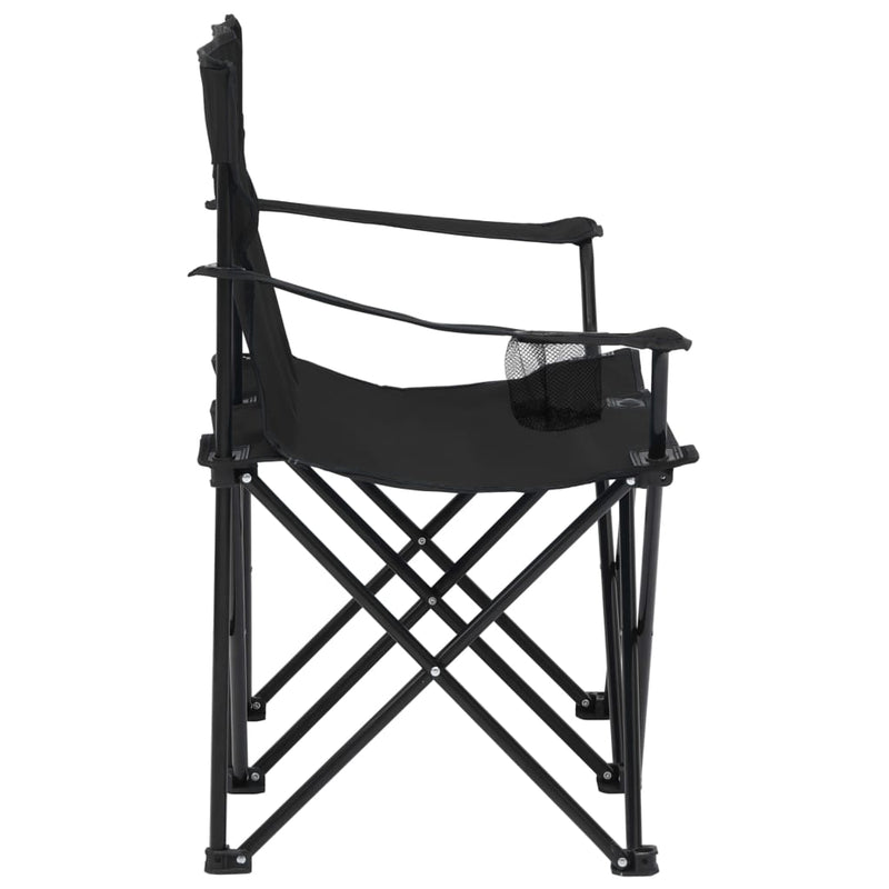 2-Seater Foldable Camping Chair Steel and Fabric Black Payday Deals