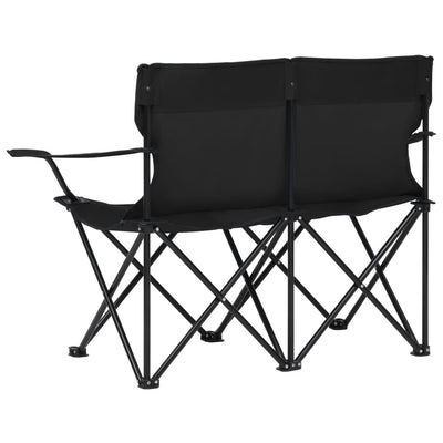 2-Seater Foldable Camping Chair Steel and Fabric Black Payday Deals