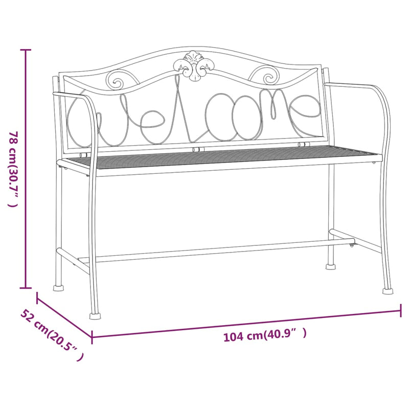 2-Seater Garden Bench 104 cm Black Steel Payday Deals