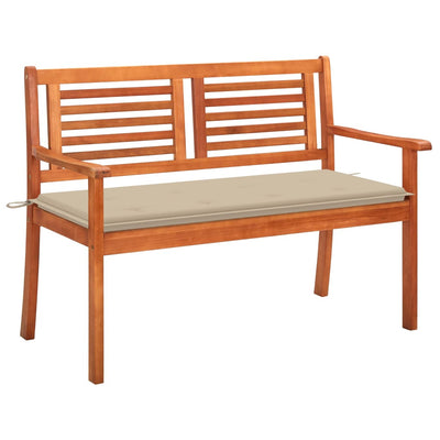 2-Seater Garden Bench with Cushion 120 cm Solid Eucalyptus Wood