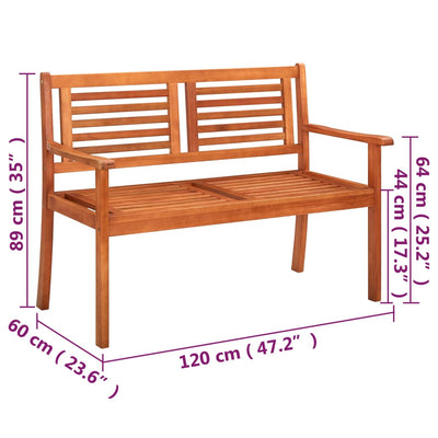 2-Seater Garden Bench with Cushion 120 cm Solid Eucalyptus Wood Payday Deals