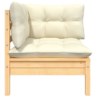 2-Seater Garden Sofa with Cream Cushions Solid Pinewood Payday Deals