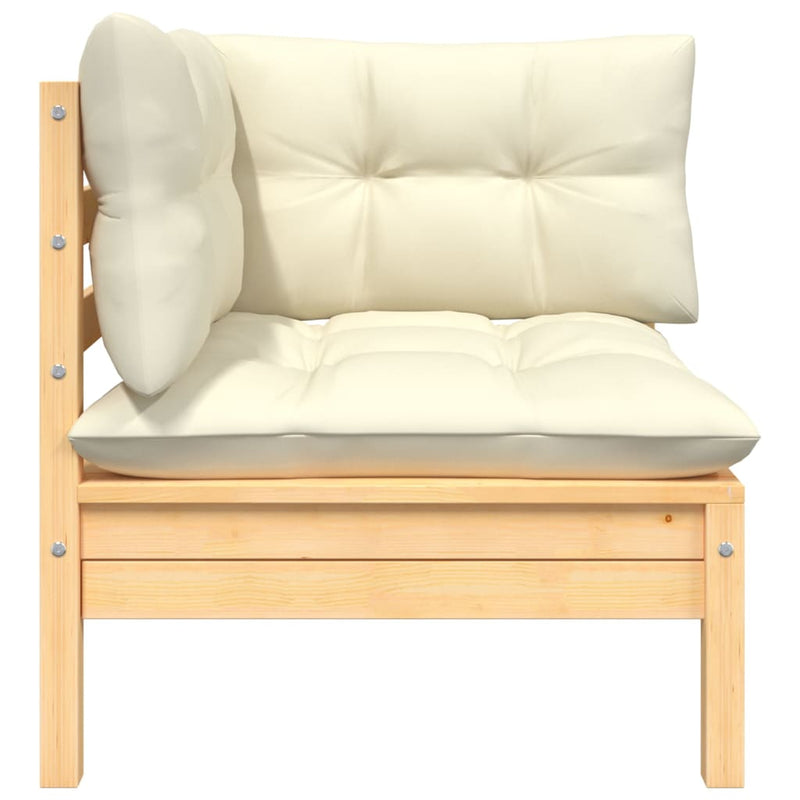 2-Seater Garden Sofa with Cream Cushions Solid Pinewood Payday Deals