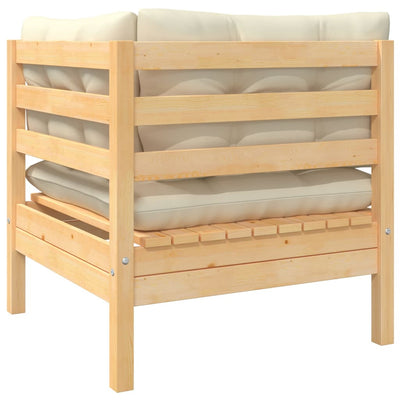 2-Seater Garden Sofa with Cream Cushions Solid Pinewood Payday Deals