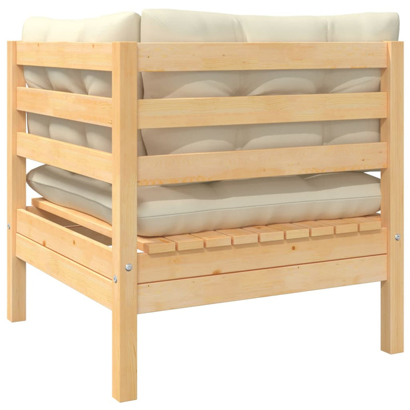 2-Seater Garden Sofa with Cream Cushions Solid Pinewood Payday Deals
