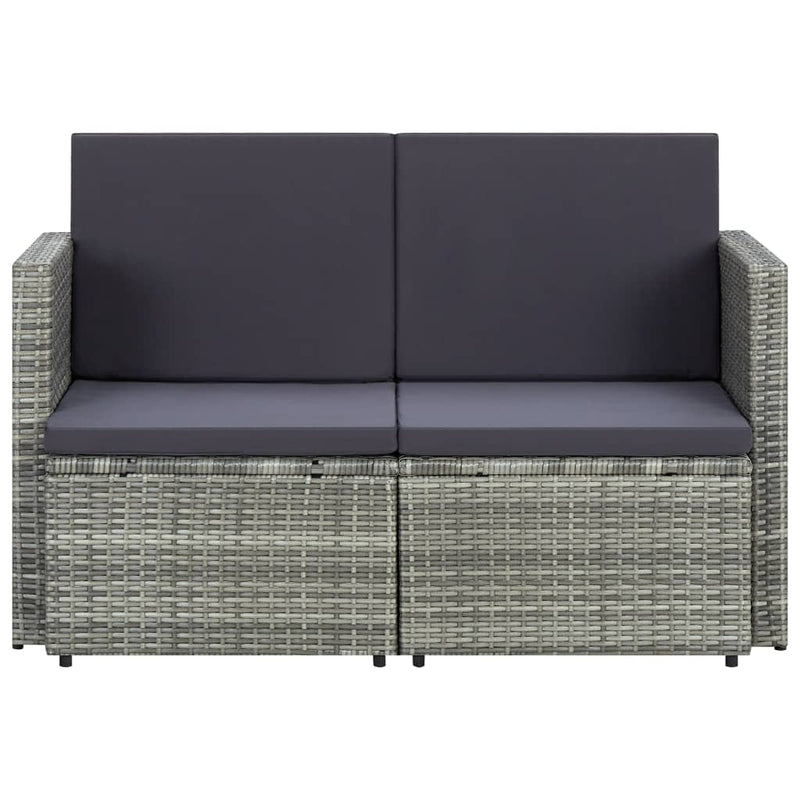 2 Seater Garden Sofa with Cushions Grey Poly Rattan Payday Deals