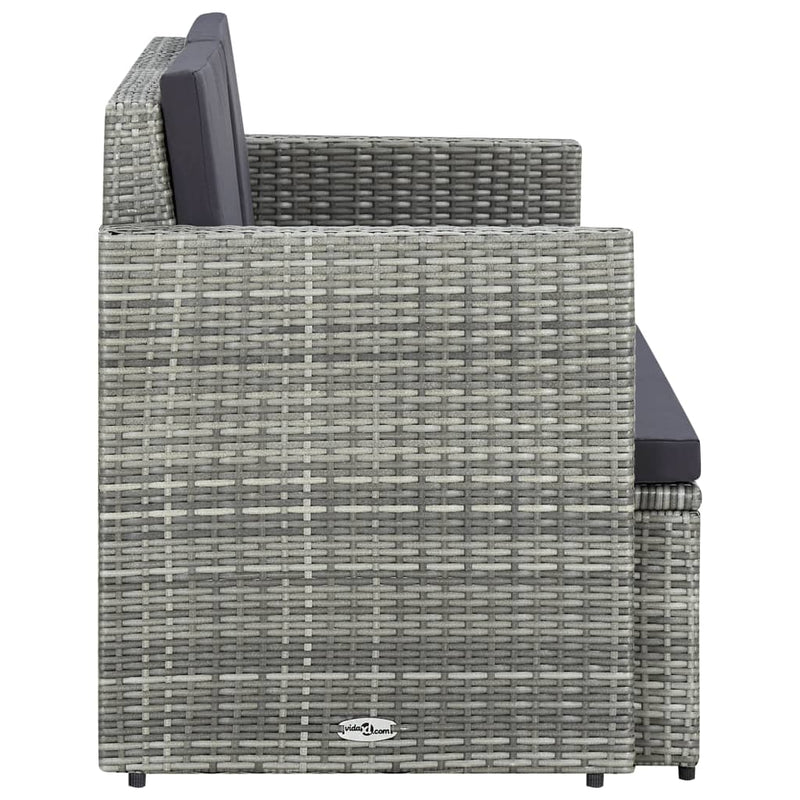 2 Seater Garden Sofa with Cushions Grey Poly Rattan Payday Deals