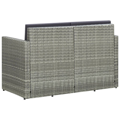 2 Seater Garden Sofa with Cushions Grey Poly Rattan Payday Deals
