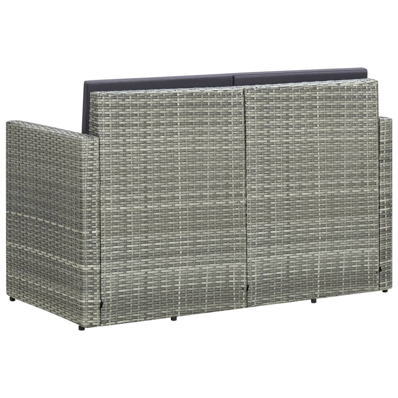 2 Seater Garden Sofa with Cushions Grey Poly Rattan Payday Deals