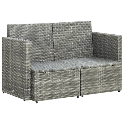 2 Seater Garden Sofa with Cushions Grey Poly Rattan Payday Deals