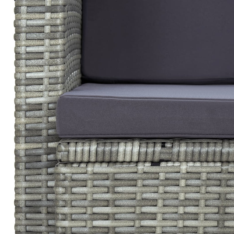 2 Seater Garden Sofa with Cushions Grey Poly Rattan Payday Deals