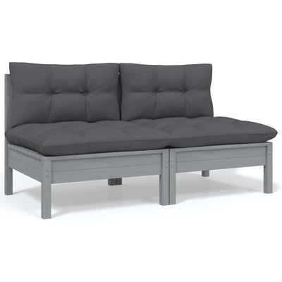 2-Seater Garden Sofa with Cushions Grey Solid Pinewood Payday Deals