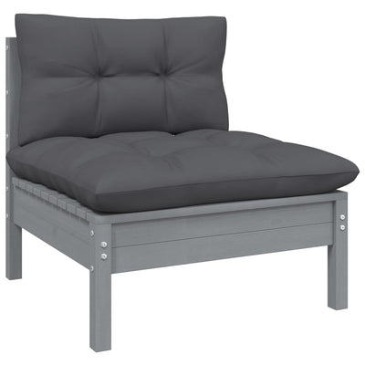 2-Seater Garden Sofa with Cushions Grey Solid Pinewood Payday Deals