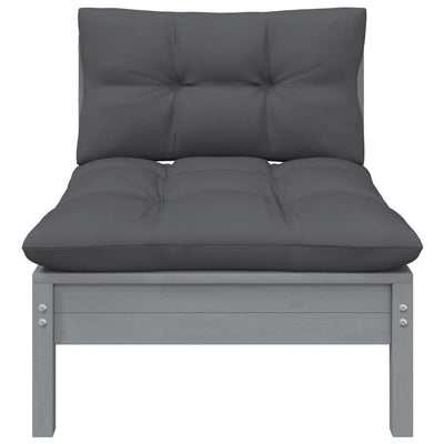 2-Seater Garden Sofa with Cushions Grey Solid Pinewood Payday Deals