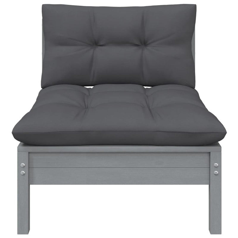 2-Seater Garden Sofa with Cushions Grey Solid Pinewood Payday Deals