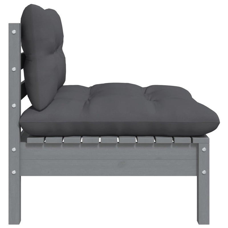 2-Seater Garden Sofa with Cushions Grey Solid Pinewood Payday Deals