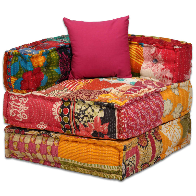 2-Seater Modular Pouffe Patchwork Fabric Payday Deals
