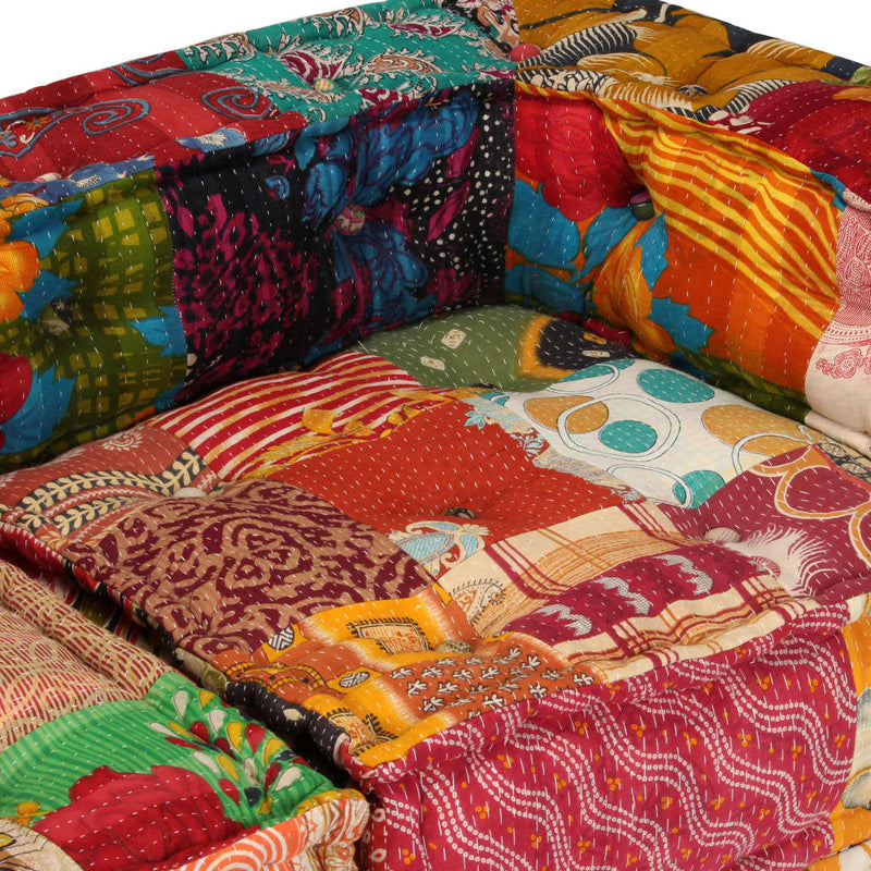 2-Seater Modular Pouffe Patchwork Fabric Payday Deals