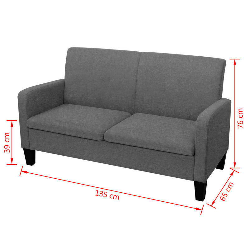 2-Seater Sofa 135x65x76 cm Dark Grey Payday Deals