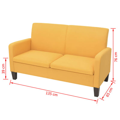 2-Seater Sofa 135x65x76 cm Yellow Payday Deals