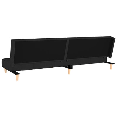 2-Seater Sofa Bed Black Fabric Payday Deals