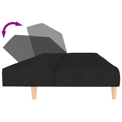 2-Seater Sofa Bed Black Fabric Payday Deals