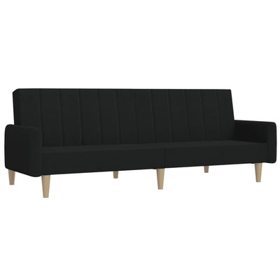 2-Seater Sofa Bed Black Fabric Payday Deals